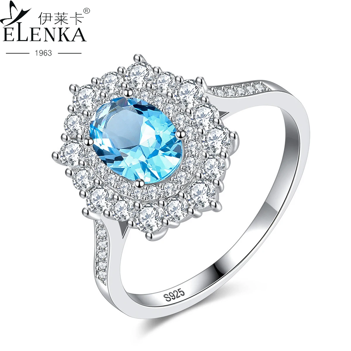 

Luxury Sapphire Gemstone Solid 925 Sterling Silver Rings for Women Oval Blue Stone Simple Fine Jewelry for Wedding Engagement