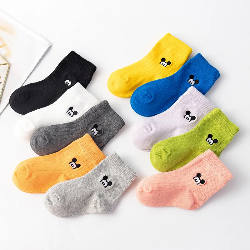 

Детские хлопковые носки Disney Повседневные носки с вышивкой Микки Маус Модные дышащие носки для мальчиков и девочек Рождественский подарок
