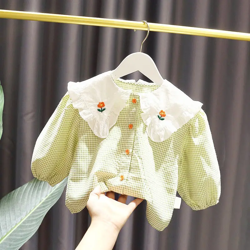 

Girls' Cotton Shirts Spring New Baby Girls Cute Princess Shirts Baby Long Sleeve Tops For Kids Long Sleeve Blouse
