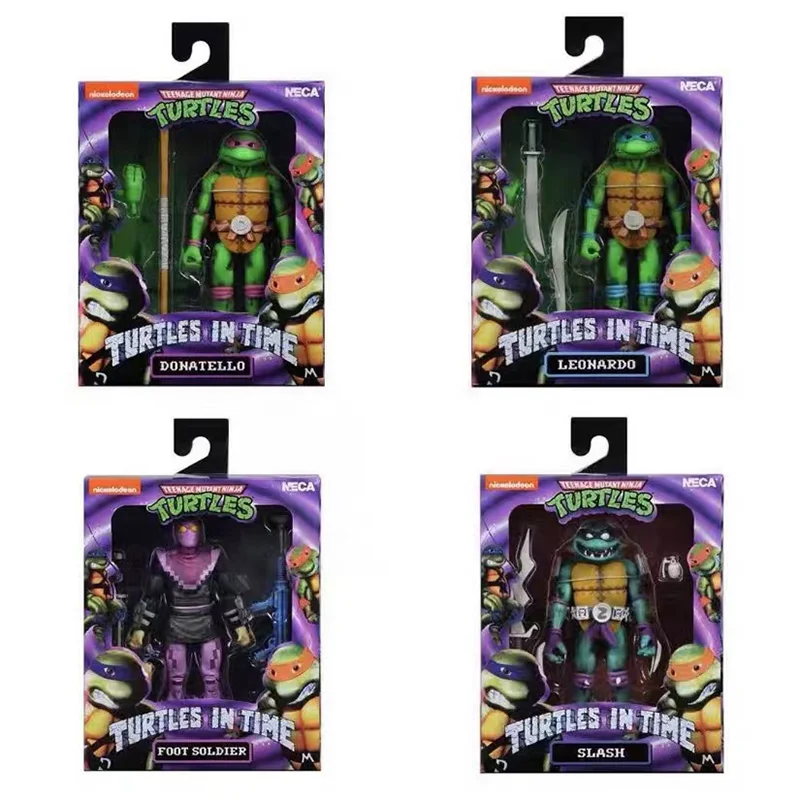 

In Stock 100% Original NECA Teenage Mutant Ninja Turtles: Turtles in Time Wave 1 Set of 4 Figures Anime Action Collection Toys