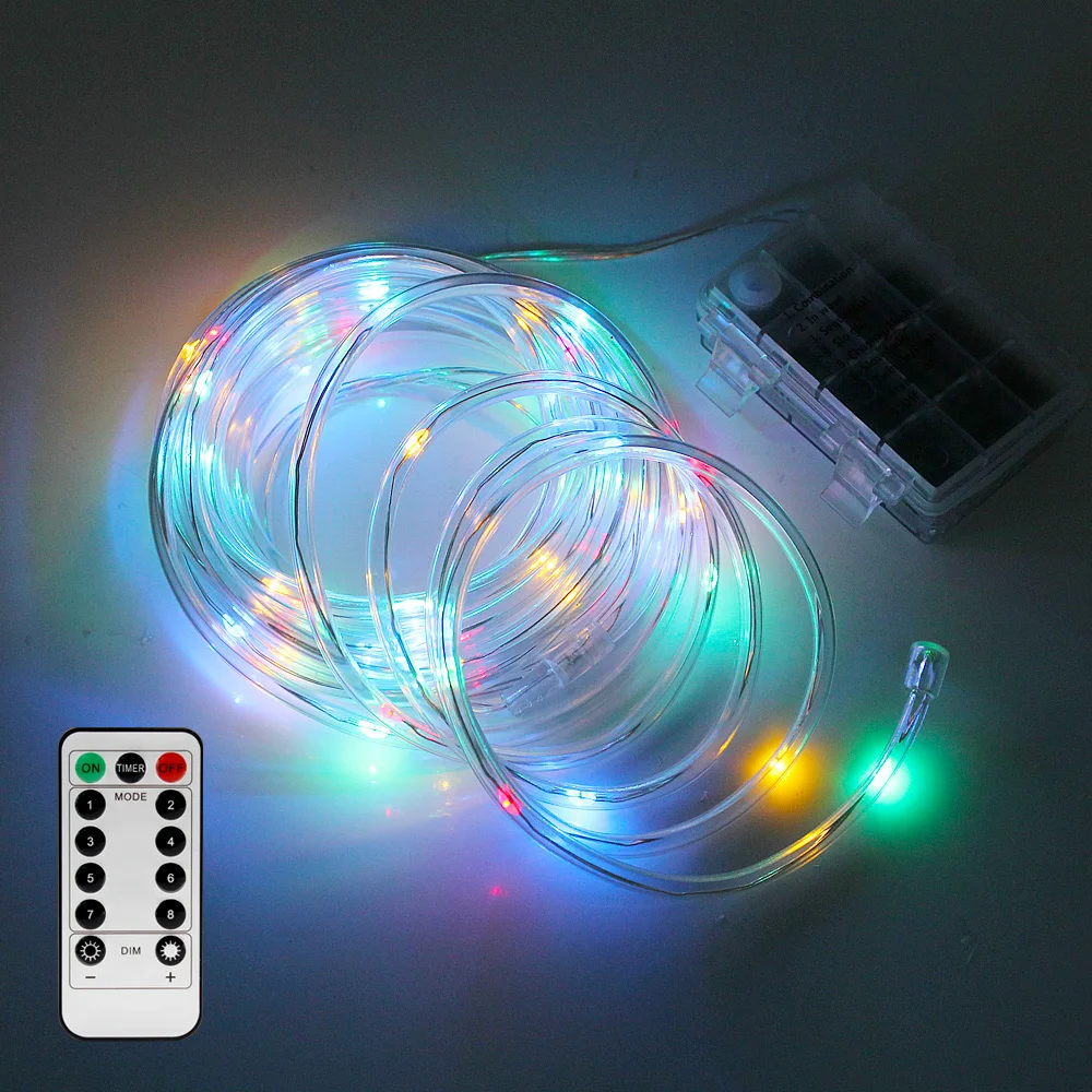 LED Rope Tube String Light 50/100LEDs 8 Modes With Remote Outdoor Fairy Garland Lights for Wedding Party Christmas Decortion