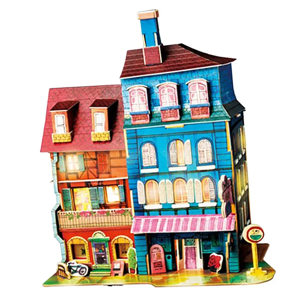 

1/24 Miniature Kit with Furniture 3D Wooden Dolls House Building Crafts Accessory -