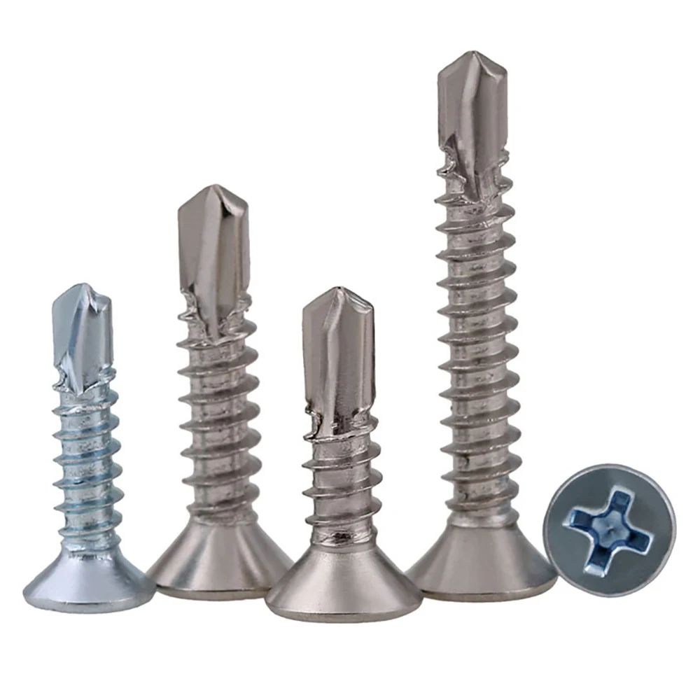 

20 Pcs 410 Stainless Steel /Blue Zinc Countersunk Head Drill Screw-M4.2 M4.8