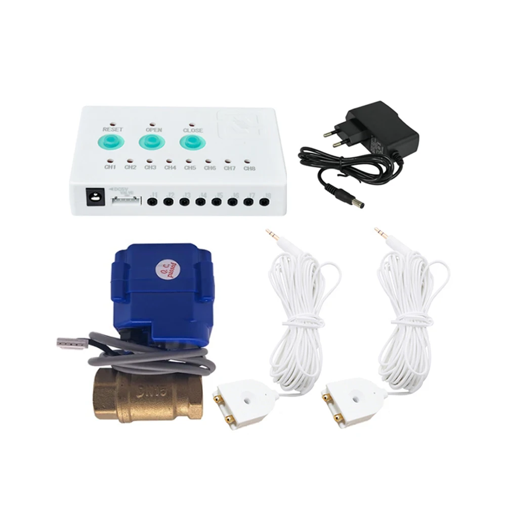 

Детектор утечки воды, система оповещения, телефон с умным клапаном 1/2 дюйма 3/4 дюйма, 2 шт., 6 м датчик воды, защита от утечки воды