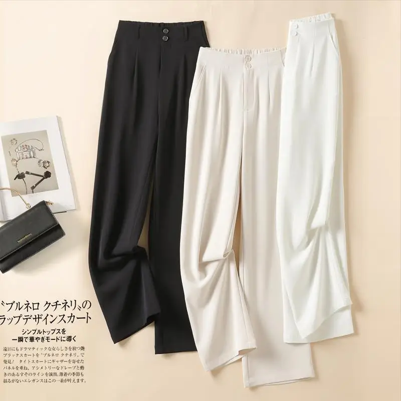 

Chiffon Straight Wide-leg Pants Women's High Waist Spring Summer New Loose and Thin Casual Mopping Suit Trousers