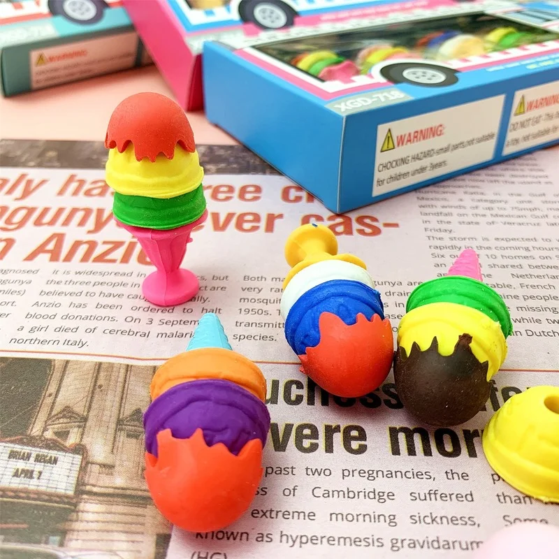 1 шт. мультяшный ластик для учеников креативный в форме мороженого десертная
