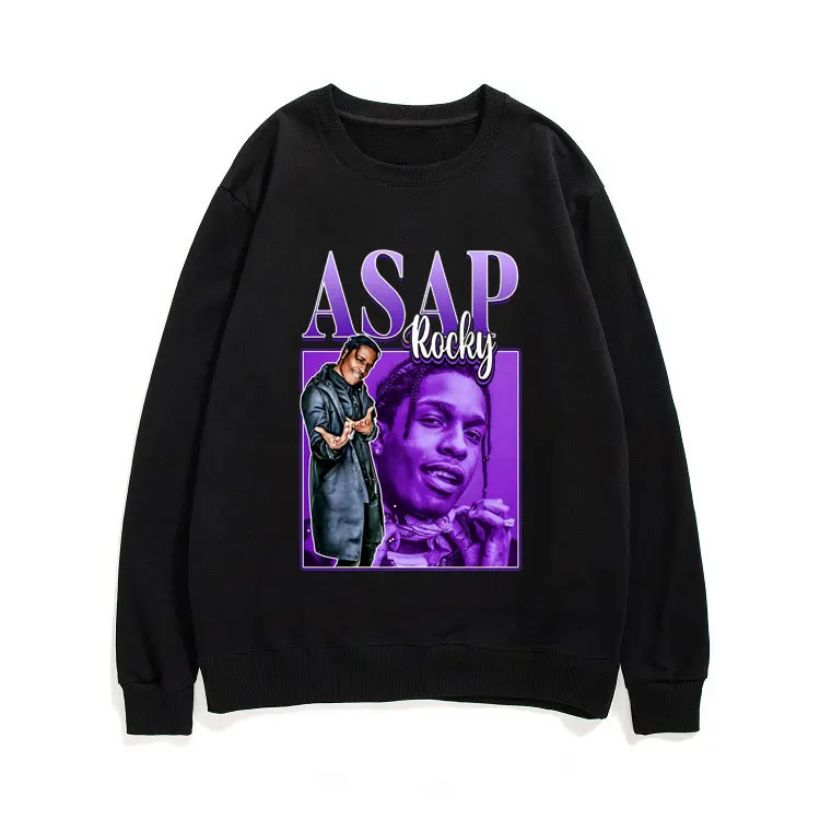 

2022 Sale New ASAP Rocky Portrait Graphic Aesthetics Sweatshirt Hip Hop Cotton Pullover Unisex Tops Men Streetwear Sweatshirts