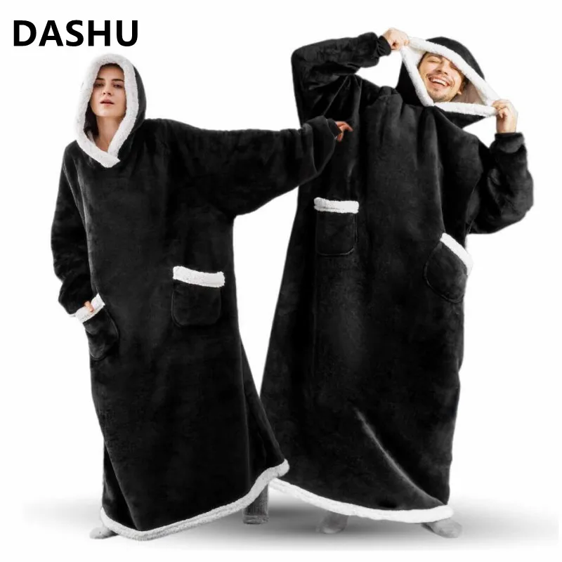 

Robe Couple Blanket with Sleeves Unisex Oversized Winter Hoodie Fleece Warm Hoodies Sweatshirts Giant TV Blanket Unisex Hoody
