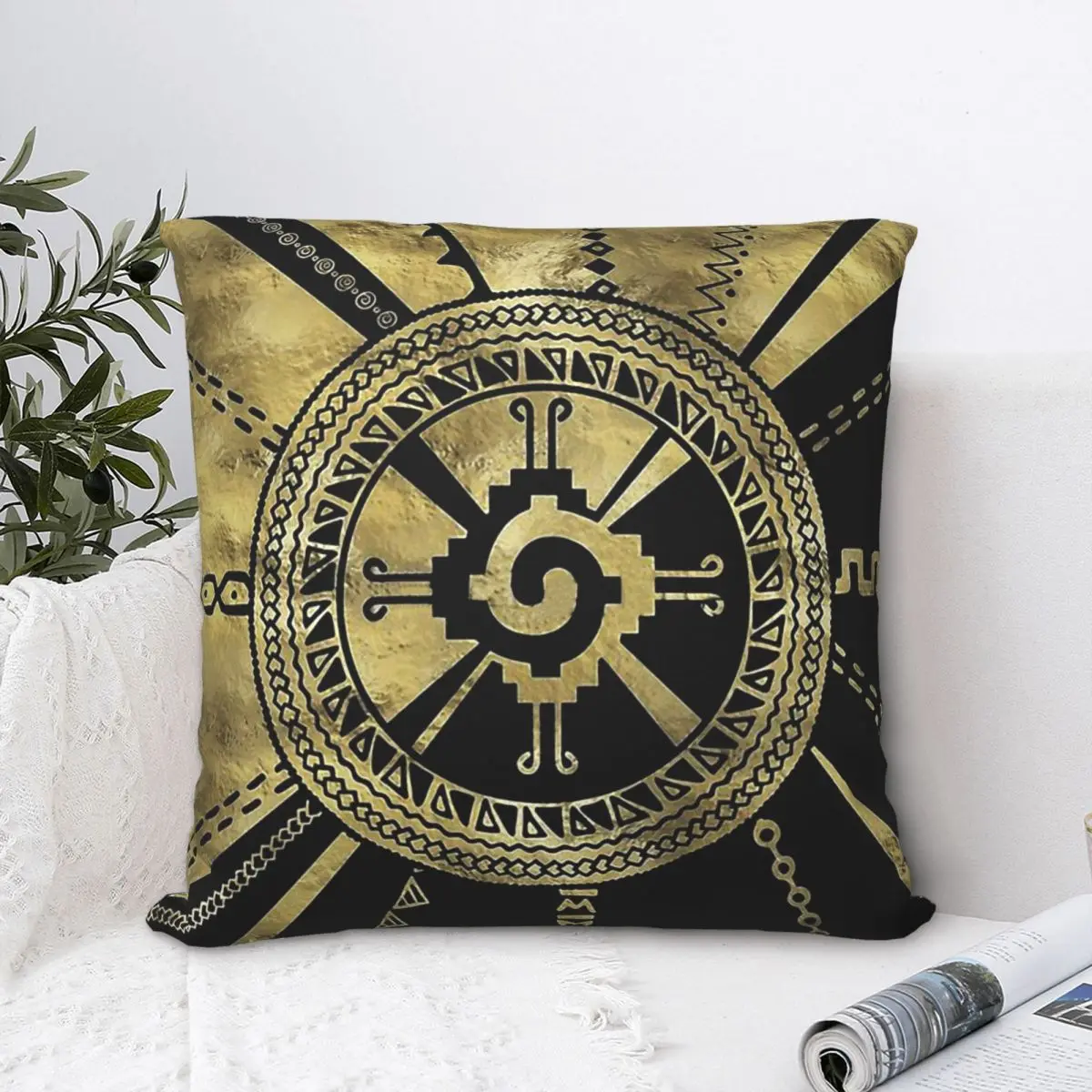 

Черно-Золотая наволочка Hunab Ku с символом, Mayan Aztec календарь, рюкзак, подушка для гостиной, DIY печать, офисное оформление