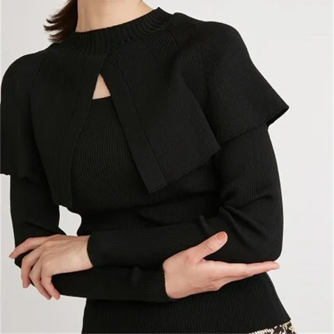 Neploe 2022, японский пригородный шаль с полыми лацканами, однотонный тонкий пуловер с длинными рукавами, вязаный свитер