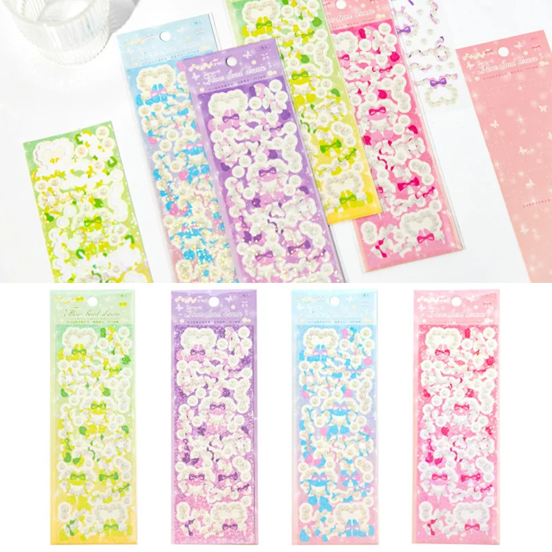 

1 Sheet Goo Card Sticker Glitter Pearl Decorative Stickers for Photos Frame Collage Card Poster Material DIY Art Adornment