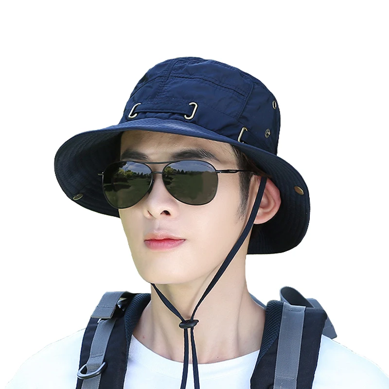 

Leisure Fisherman Hat Outdoor Trip Caps Men Beach Fishing Unisex Cap Breathable Round-Rimmed Jungle Hiking Cap