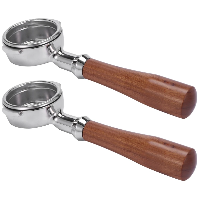 

2X 58Mm Stainless Steel Coffee Machine E61 No Base Filter Bracket Coffee Bottomless Handle Coffee Spoon Wooden Handle