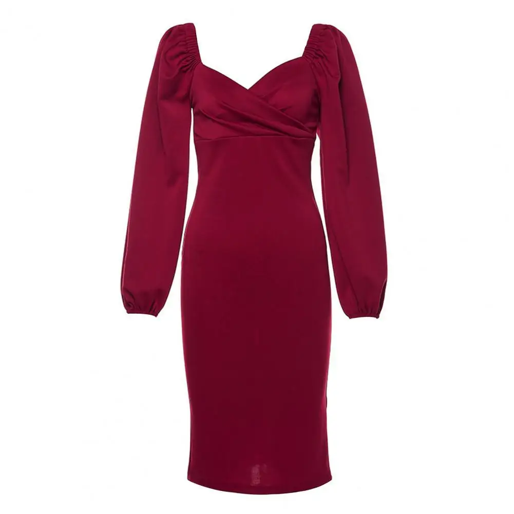 

Off Shoulder Square Collar Pleated Dress Banquet Dress Women Off Shoulder Waist Tied Pleated Dress for Wedding