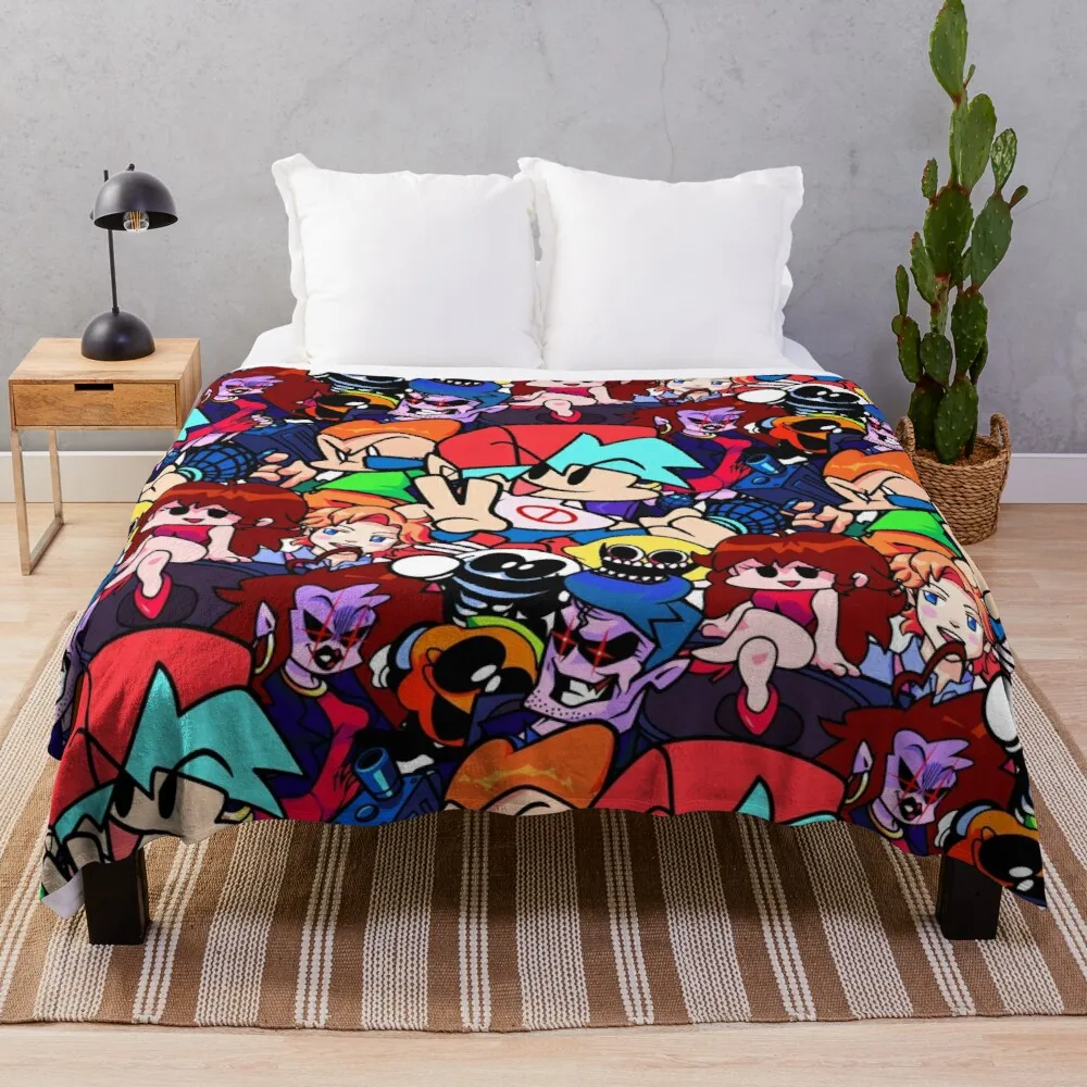 

Friday Night Funkin Collage Throw Blanket beautiful blankets velvet woven blanket blankets for bed