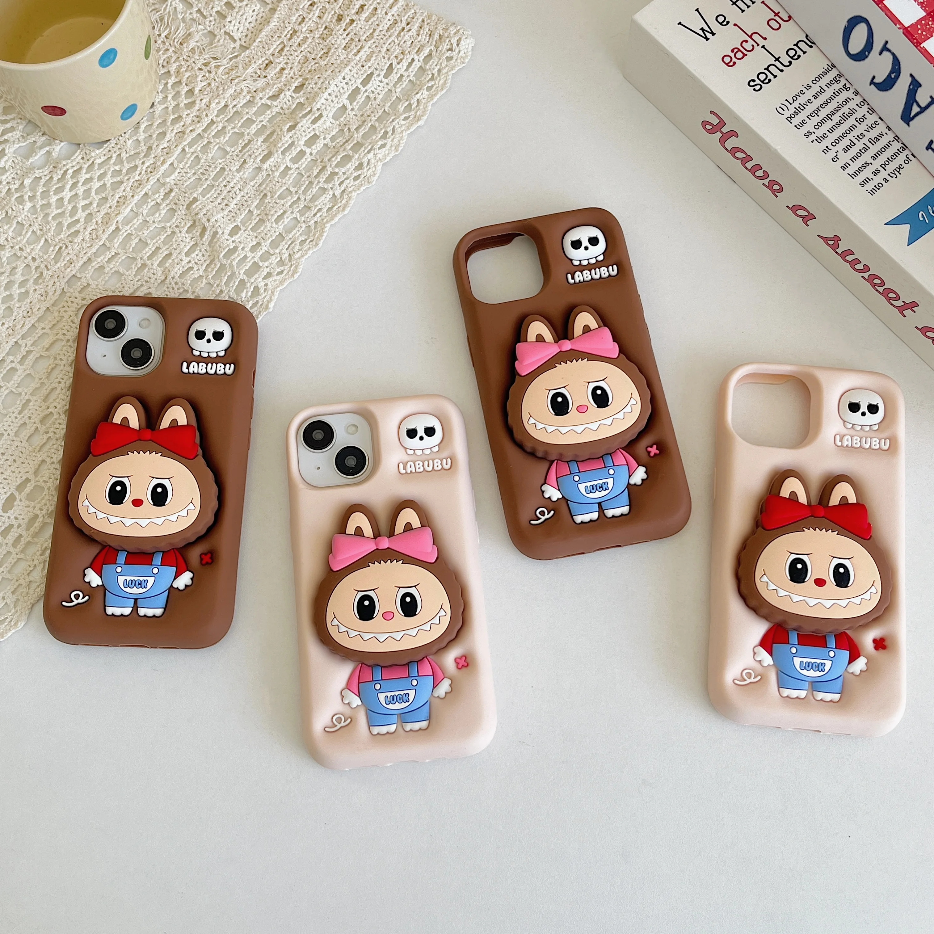 Чехол для телефона с 3D мультяшным забавным черепом и злым кроликом со скрытым