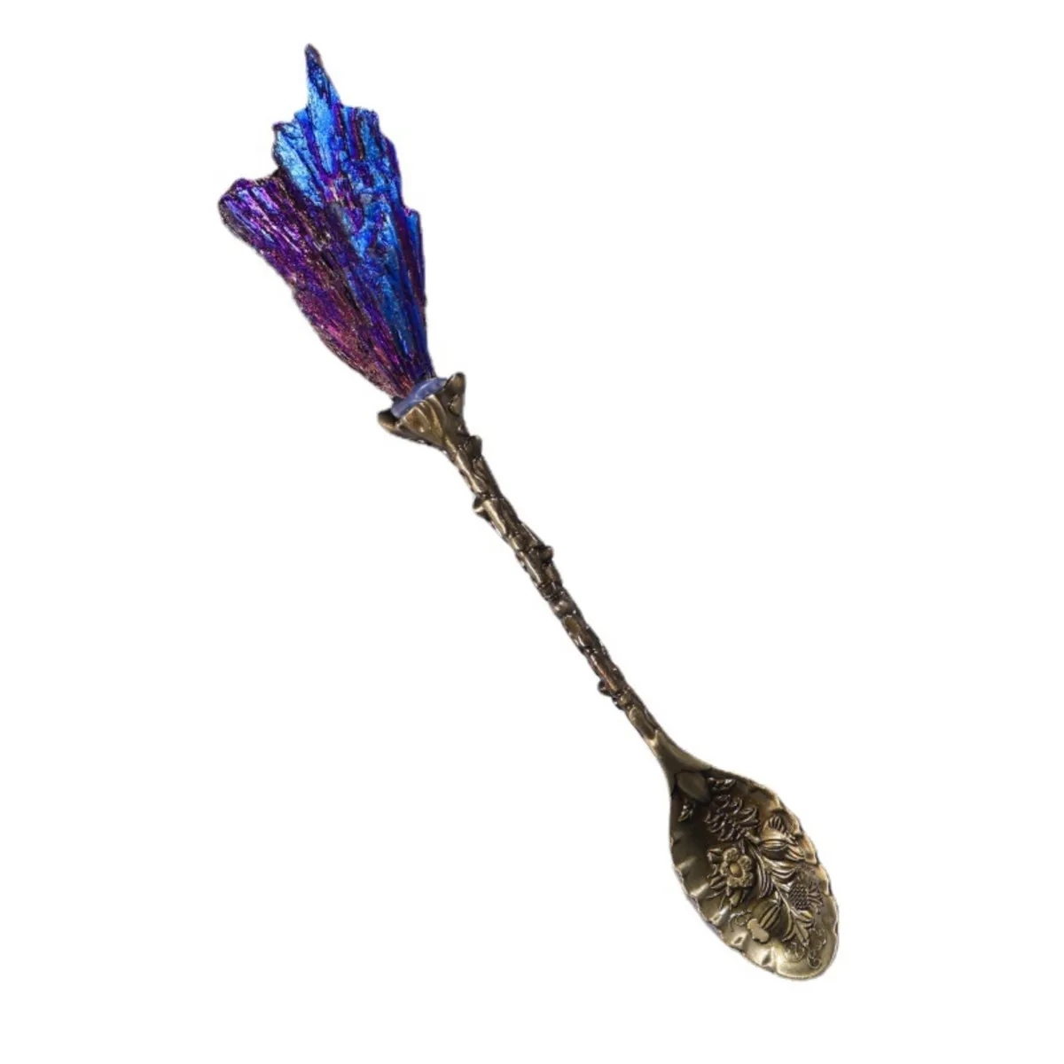 Ложка из натурального камня с гальваническим покрытием черного турмалина