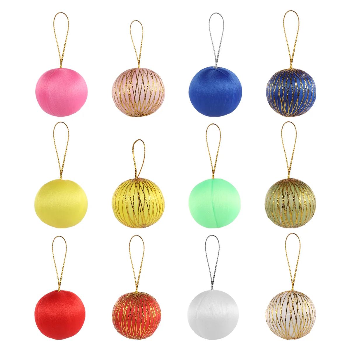 

48 Pcs Colorful Christmas Balls Tree Decor Decoration Twine Supplies Foam Hanging Winding