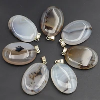 8pcs selling natural stone chalcedony agate ellipse pendants oval necklace diy jewelry accessories making good quality wholesale