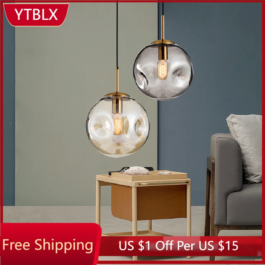 

Современный подвесной светильник в стиле лофт со стеклянными шариками, светодиодный светильник E27 в скандинавском стиле, подвесной светиль...