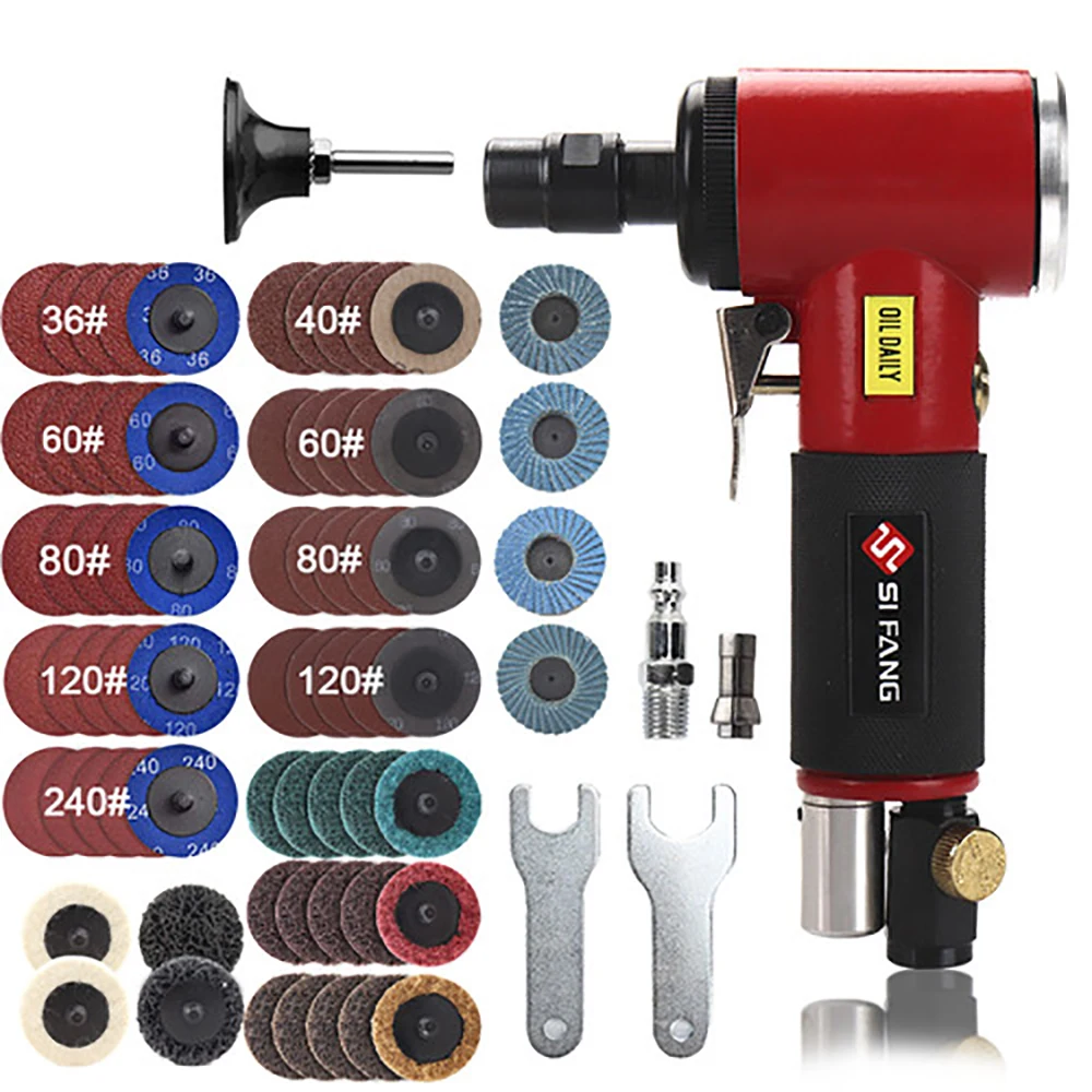 90 Degree Angle Die Grinder Pneumatic Grinding Machine 3/6mm Chunk 20000rpm Engraving Tool Set With Spanner Wrench
