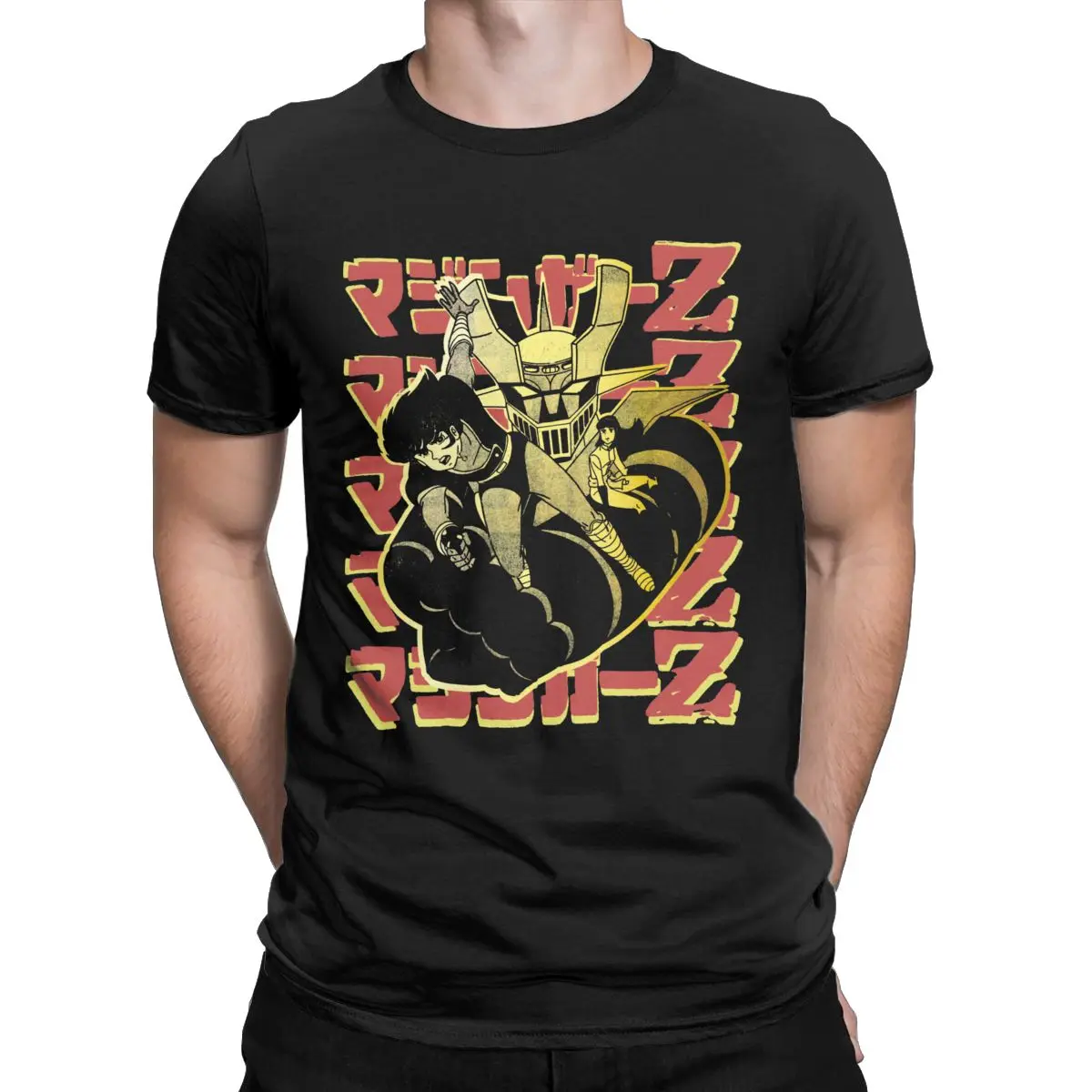 

Mazinger Z Attack! (Gold Version) Men's shirt 70s Vintage Cotton Tees O Neck Short Sleeve anime T Shirts Summer Tops