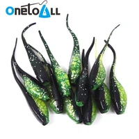onetoall 10 pcs 50mm 0 7g needle tail soft fishing lure green double color artificial pvc worm bait shiner wobblers swimbait