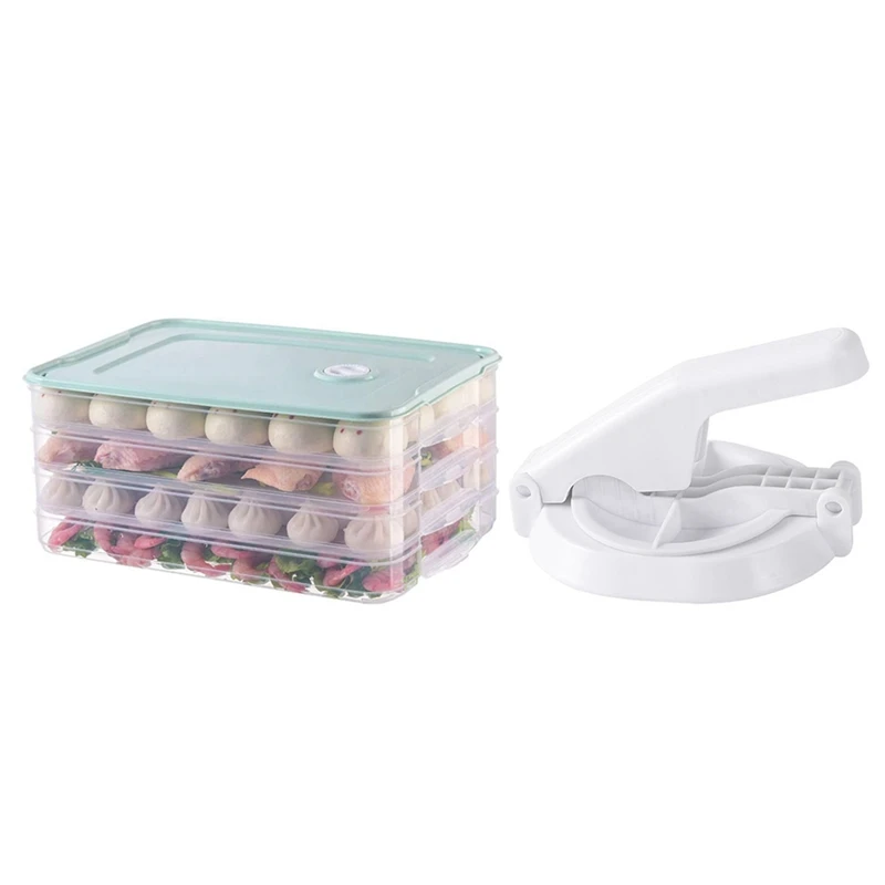 

Four Layer Dumpling Boxes Storage Tray Food Container Box Green & Chinese Style Dumpling Skin Household Press Machine