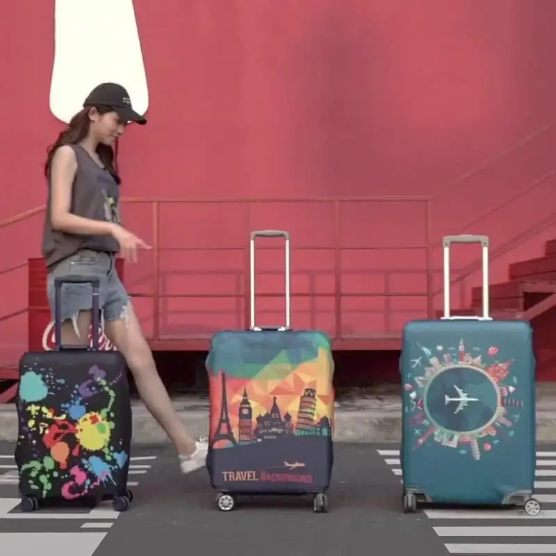 18-22inch New World Map Printed Thicker Travel Luggage Protective Cover Suitcase Case Travel Accessorie Baggag Elastic Supplies