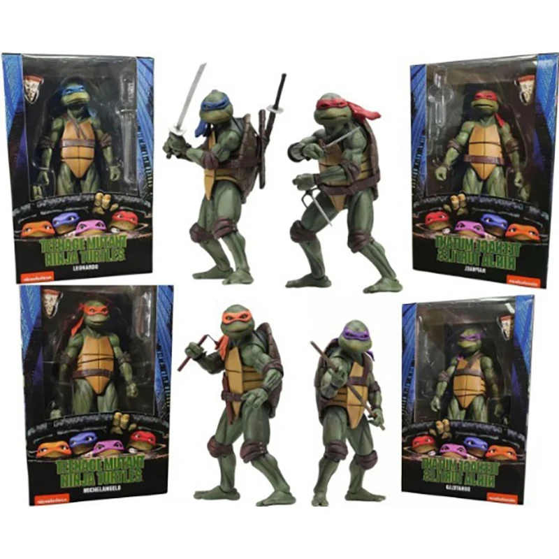 

NECA Teenage Mutant Ninja Turtles Michelangelo Donatello Raphael Da Vinci Action Figure Movable Collection TMNT Model Toys Gifts