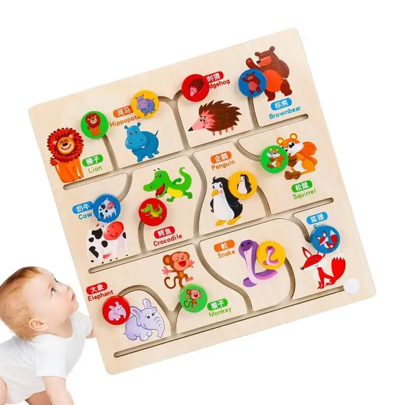 

Детский лабиринт-головоломка, деревянная игрушка, интеллектуальная игра с мультяшными узорами, лабиринт для мышления, игрушки, головоломки...