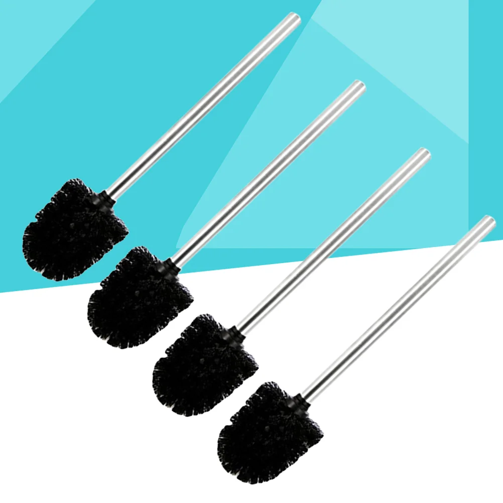 

4 Pcs Toilet Brush Plastic Toilet Brushes Replaceable Cleaning Toilet Brushes with Stainless Steel Handle (Black)