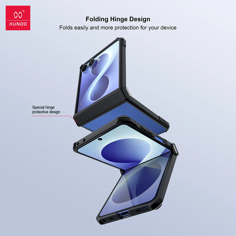 Фото Магнитный чехол Xundd для Samsung Galaxy Z Flip 7/8 с вращением на 360°, противоударный, из ТПУ, с подставкой и защитой объектива №2