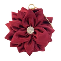 new retro handbag clutches red flower party evening bag silk round shape cheongsam formal dress banquet evening bag