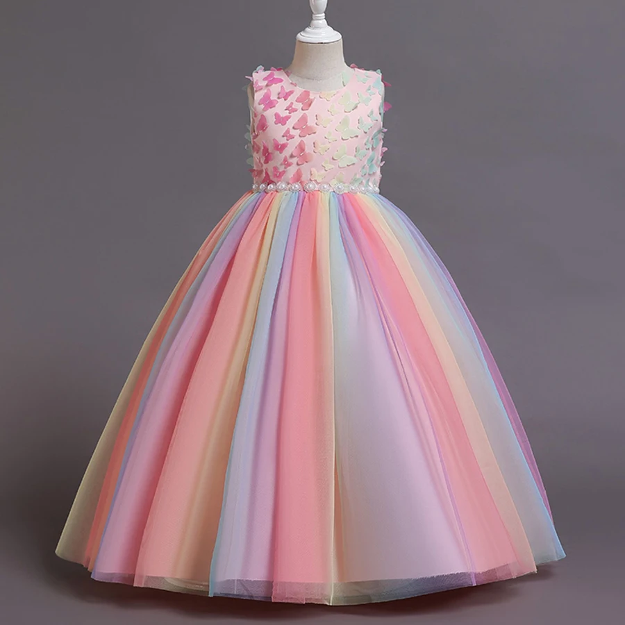 Белое свадебное платье с длинными рукавами для девочек кружевное принцессы из