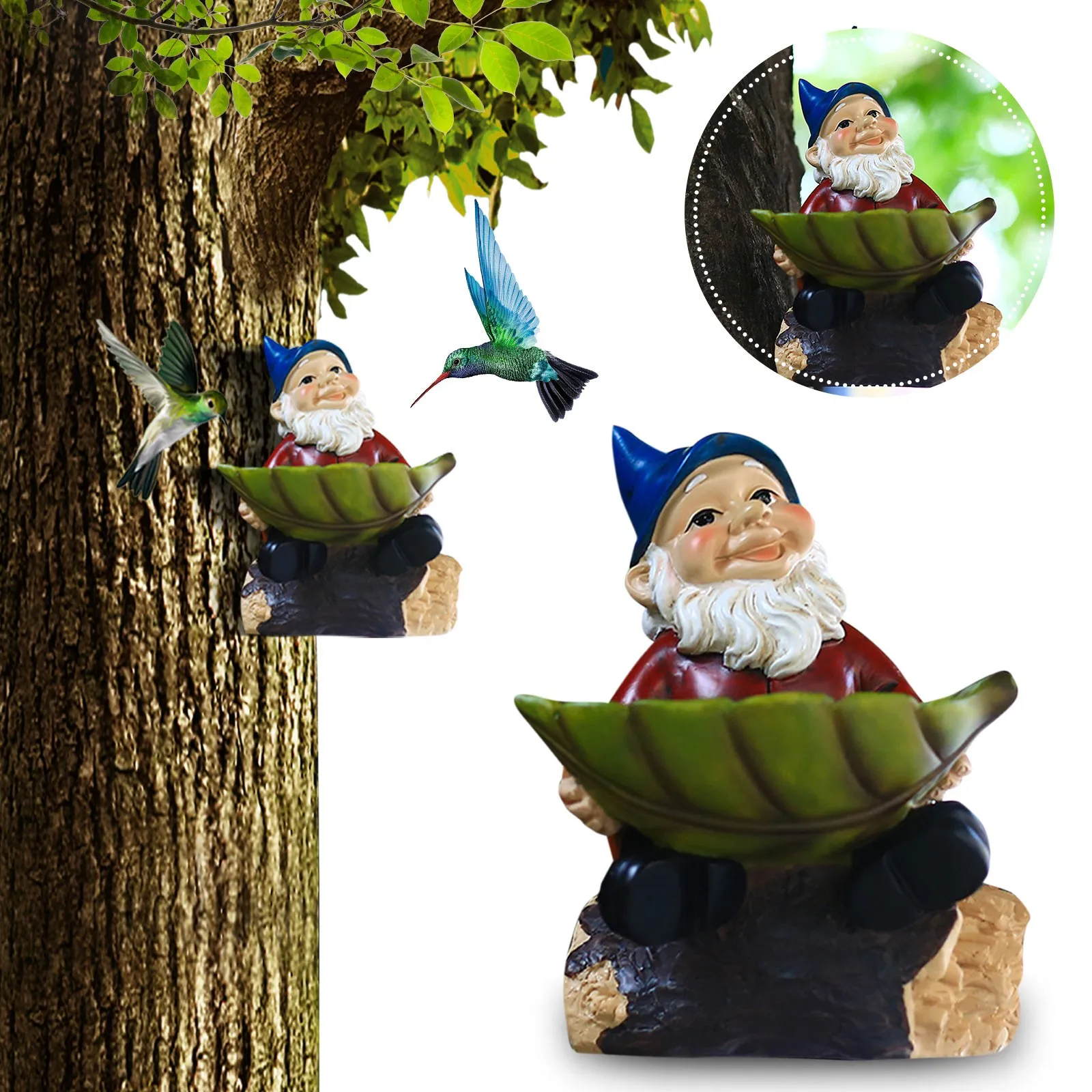 

Garden Decorative Bird Feeder Decorative Resin Gnome Bird Feeder Statue Garden Statues Outdoor Hummingbird Feeder