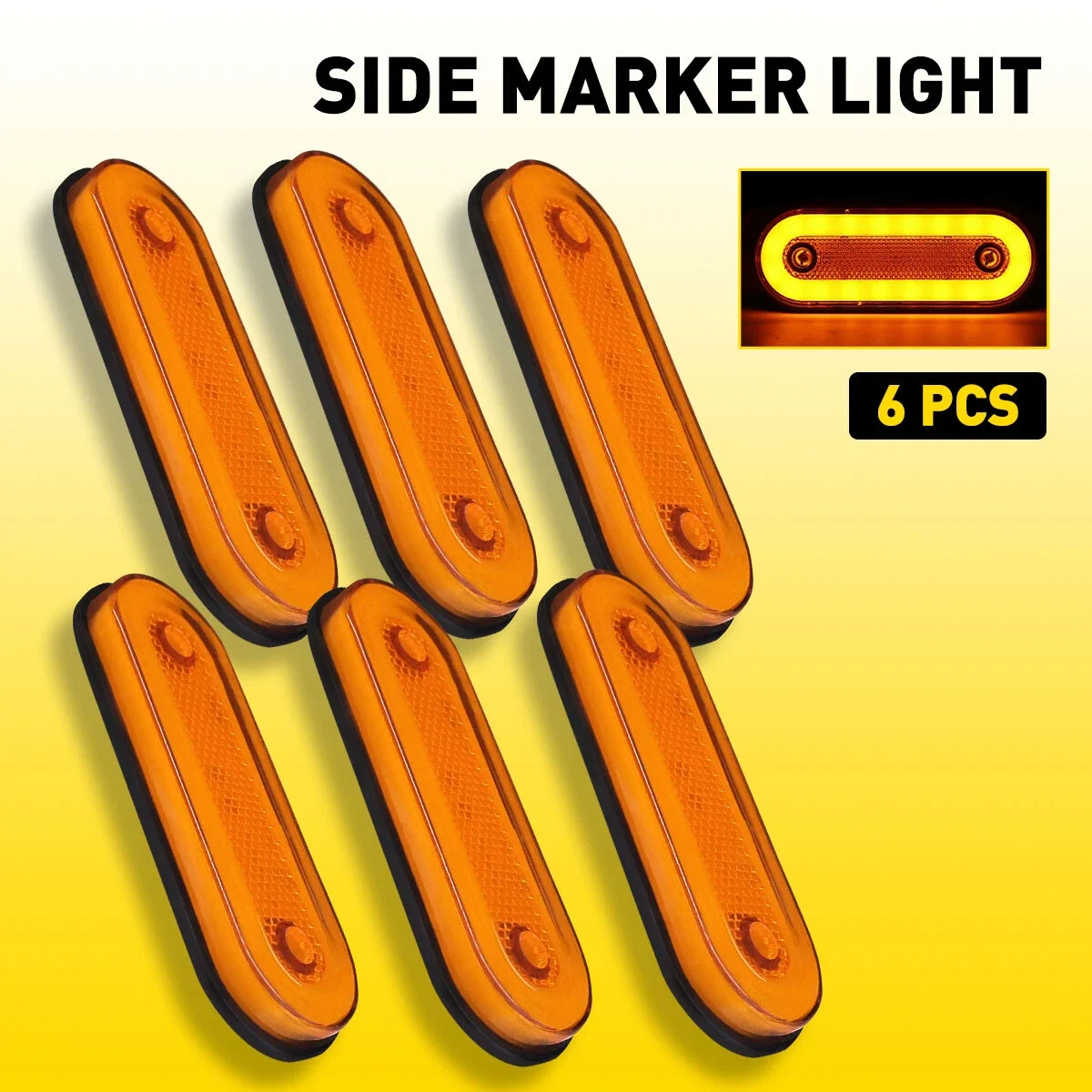 

12/24 В 6 шт. светодиодные габаритные фонари, боковой маркер, оранжевый, янтарный для прицепа, грузовика, восстановления, караванов, кемперов, автодомов, аксессуары