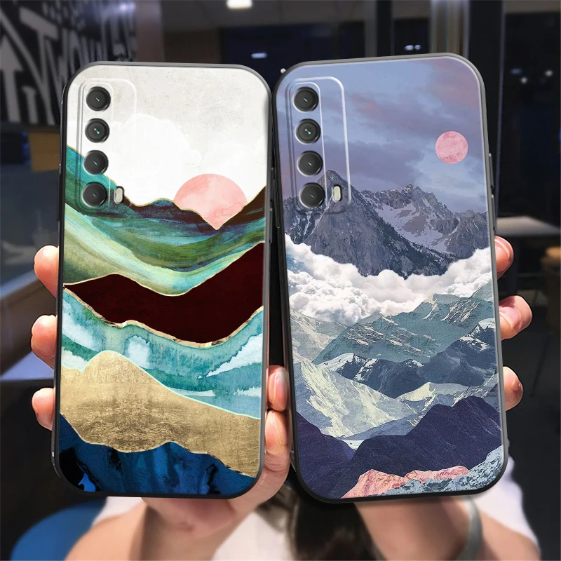 

Hand Painted Phone Case For Huawei Honor 7A 7X 8 8X 8C 9 V9 9A 9X 9 Lite 9X Lite Soft Carcasa Funda Black Silicone Cover