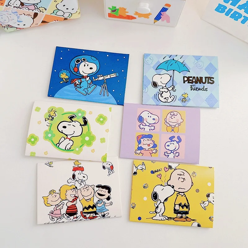 

Snoopy, Чарли, коричневый, деревянный сток, мультяшный милый тройного сложения, маленькая открытка, поздравительная открытка на день рождения, аниме, плюшевые игрушки для девочек, подарок на день рождения