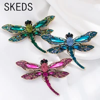 skeds women girls luxury full crystal dragonfly brooches big rhinestone trendy badges insect vintage jewelry suit clothing pins