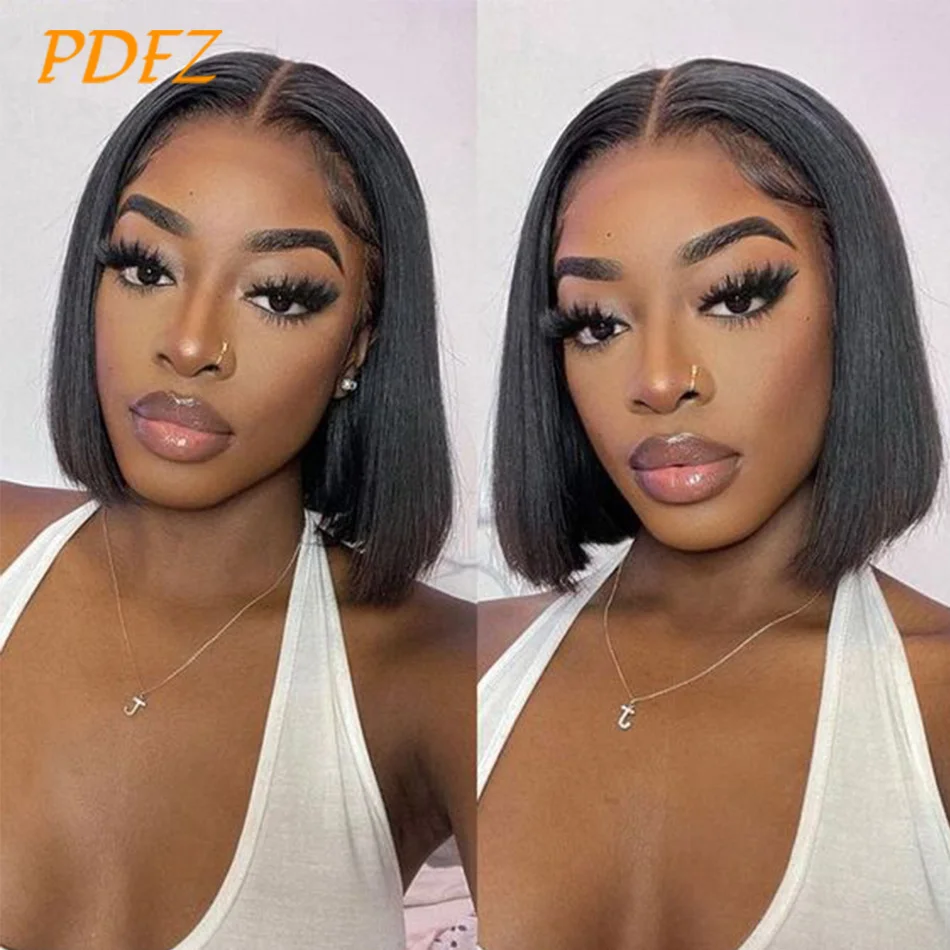 Парик из натуральных волос Боб прямой фронтальный парик человеческие волосы 13X4 Hd