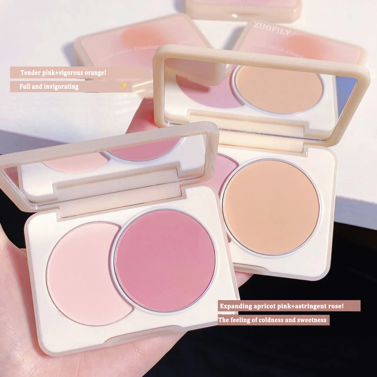

Two-color Matte Blush Palette Apricot Pink Rouge Cheek Pigment Long-lasting Nude Makeup Cosmetic Natural Brighten Face Blusher