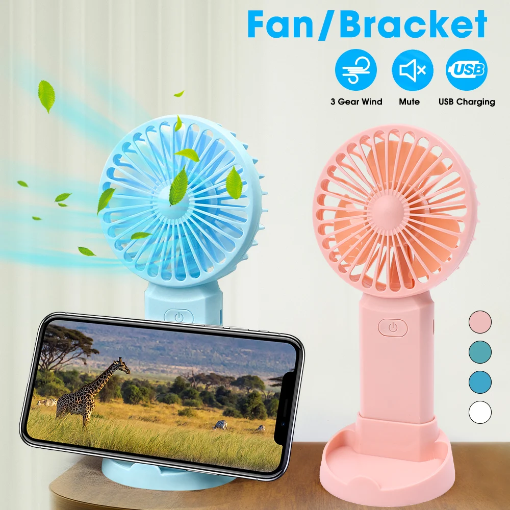 

Summer Adjustment Noiseless Small Fan Mobile Phone Bracket Outdoor Portable Handheld Desktop Mini USB Charging Fans