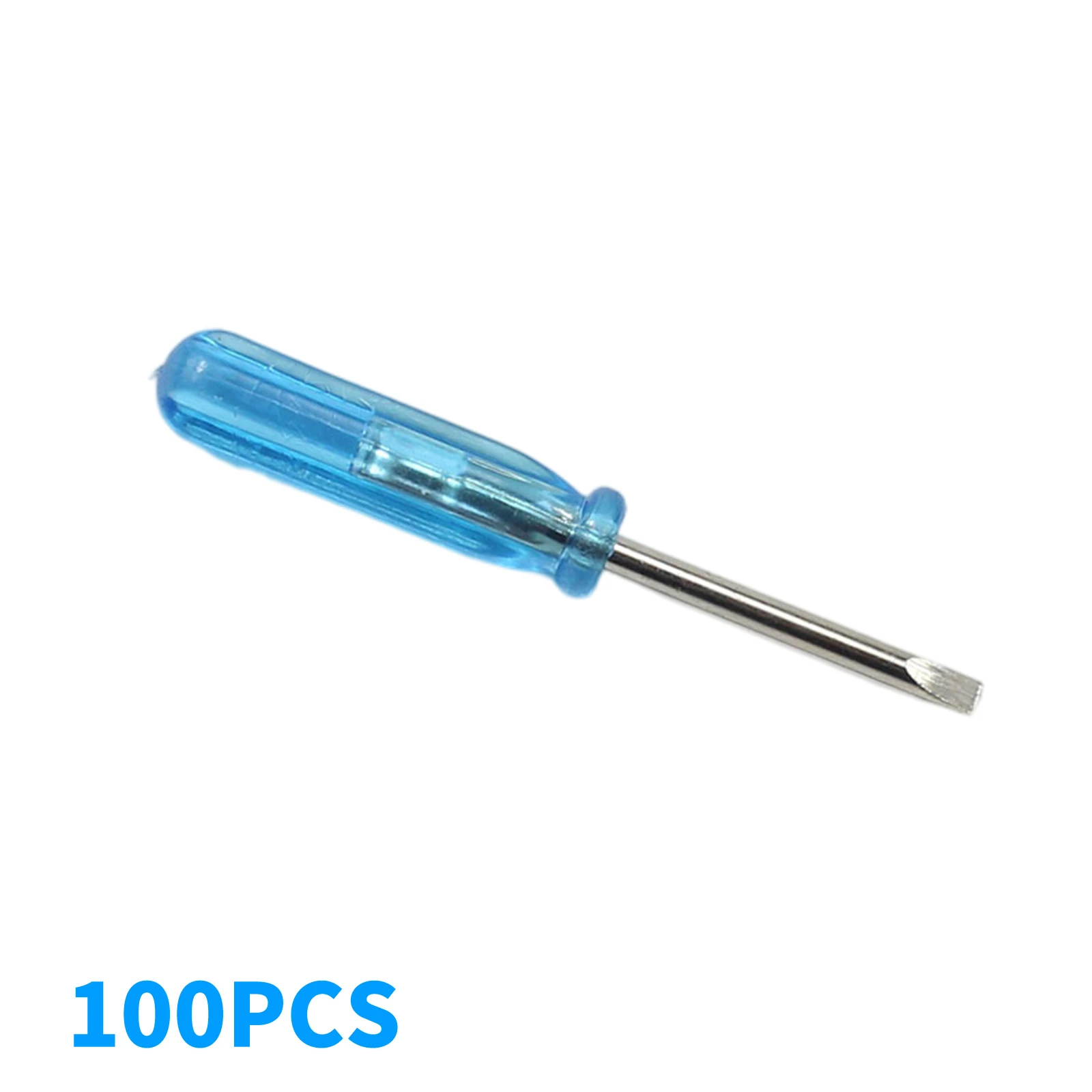 

2mm Tip Plastic Anti-slip Handle Slotted Flathead Screwdriver Repair Tool 100pcs Blue Silver Tone Slotted Screwdriver