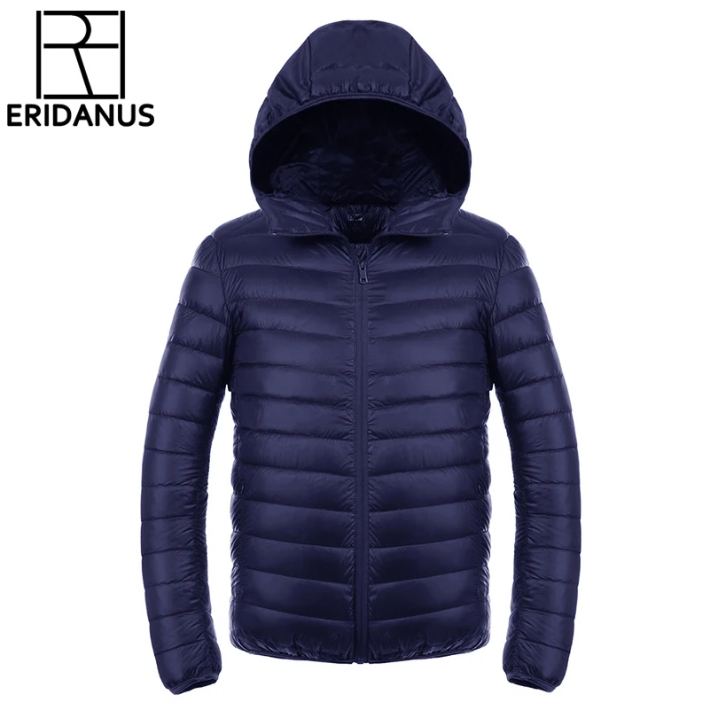 Men's Down Jacket 2016 New Men Short Ultra-thin Lightweight Coats Solid Hooded Waterproof White Duck Down Parkas Outerwear M416