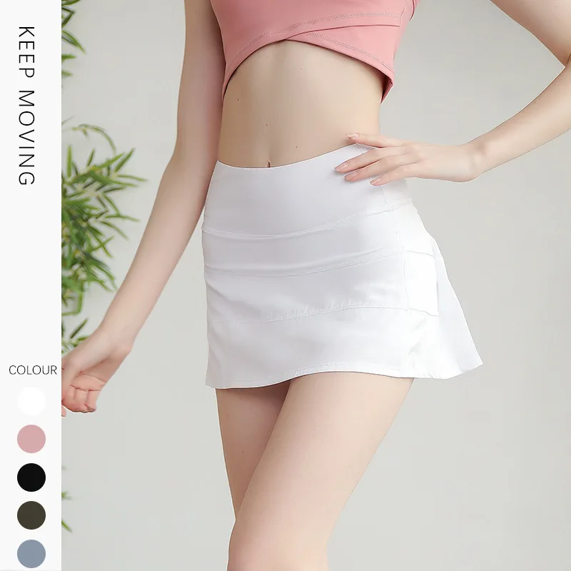 

Summer Tennis Skirts Women Golf Pantskirt Nylon Sports Fitness Shorts Pocket High Waist Yoga Running Shorts Skirt Gym Clothing