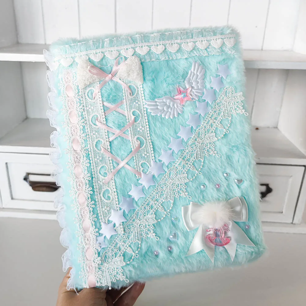 Держатель для фотокарт формата А5 синий Kpop Collect Book 6 плюшевый кружевной верхний