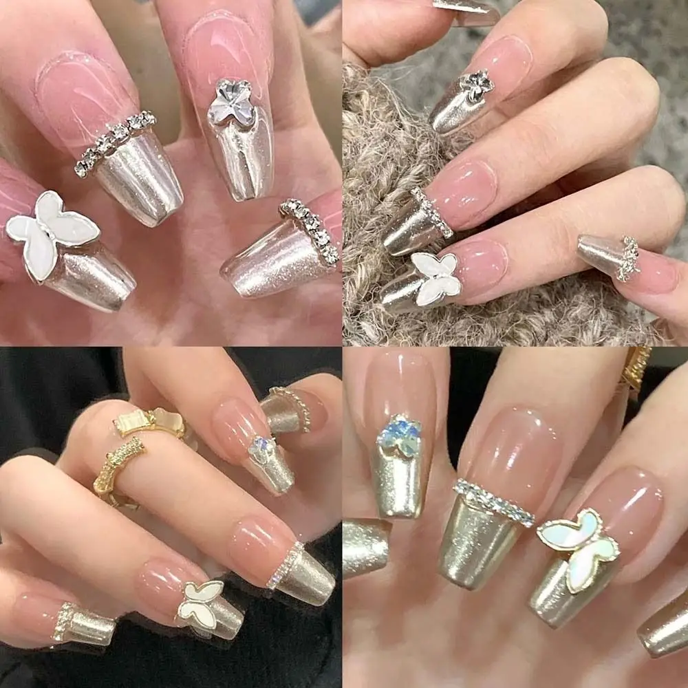 

1 Set Deluxe 3D Love Heart Bow Zirconia Crystal Metal Alloy Rhinestone Jewelry Japanese Pearl Nail Decoration