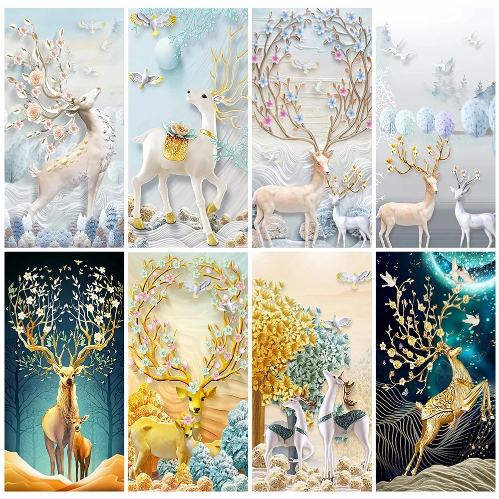 

HUACAN 5D Diy Diamond Painting Animal Full Square New Arrival Embroidery Deer Mosaic Needlework Home Decor