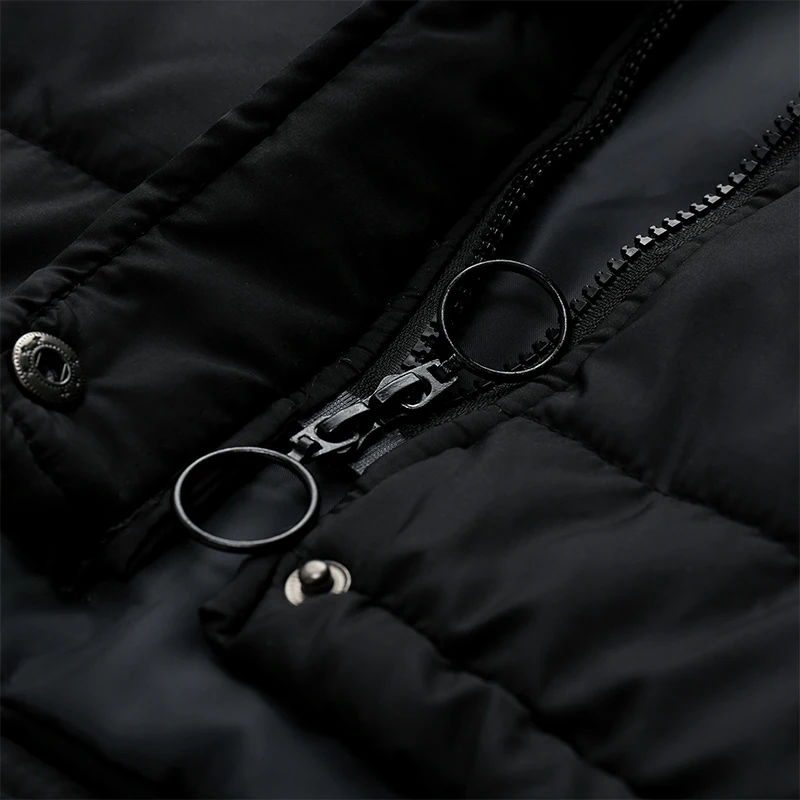 Mid Length Windproof Black Parkas Women Korean Fashion Slim Warm Hooded Winter Coats Button Zipper Thick Quilted Cotton Jacket
